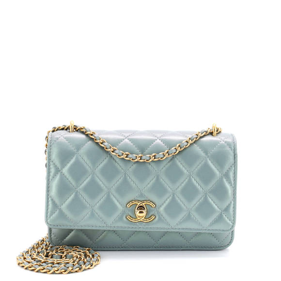 Chanel Quilted CC Wallet on Chain Quilted Metallic Lambskin - Picture 1 of 5